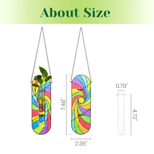 Hewory Stained Glass Window Hanging: 2PCS Propagation Stations, Rainbow - color: Multicolor