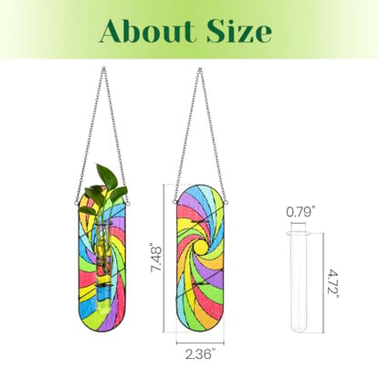 Hewory Stained Glass Window Hanging: 2PCS Propagation Stations, Rainbow - color: Multicolor