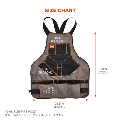 Ergodyne - 13694 Arsenal 5704 Torso Length Work Tool Apron, 22-Pockets, Gray