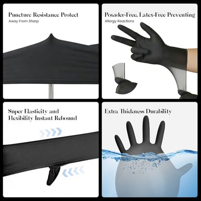 Kids Disposable Gloves, 5-Mil Safe Black Nitrile, XS, 100Ct - color: Black of 100pcs, size: X-Small