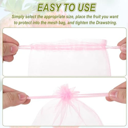 uxcell 20pcs Fruit Protection Bags 15.7x11.8 Garden Netting Cover Bag Pink - color: Pink