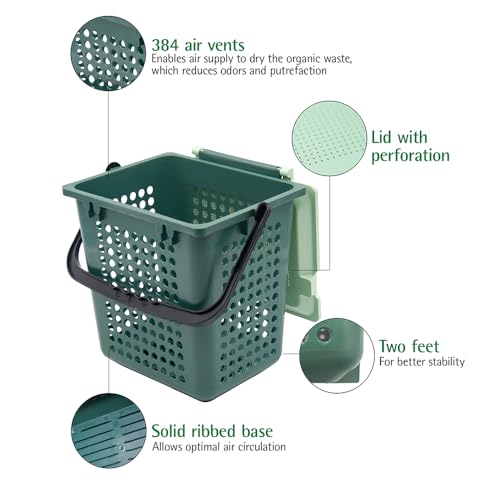 bioMat AirBox Compost Bin for Countertop Kitchen for 2.6 to 3 Gallon Compost Bags
