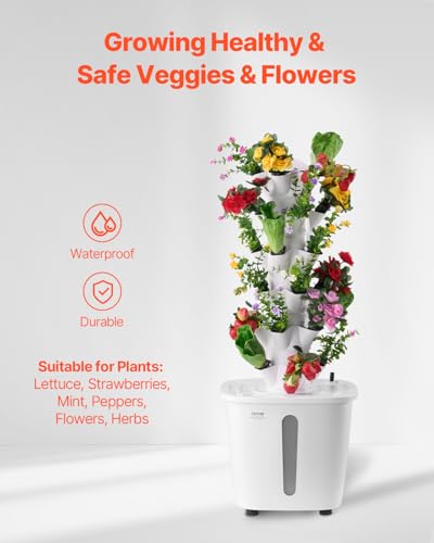 VEVOR Hydroponic Growing System, 30 Pods Vertical 6 Tiers Hydroponic Tower, Home Hydronic Garden with Water Pump & Timer, Water Circulation Plants Germination Kit for Indoor Herbs Fruits & Vegetables