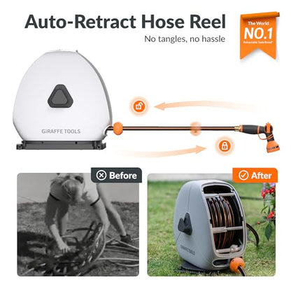 Giraffe Tools Ground-Mounted Retractable Garden Hose Reel,1/2" x 100FT - color: 1/2 Inch, size: 100FT