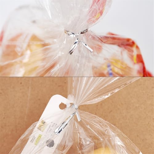 800 PCS 5" Silver Metallic Twist Ties for Bakery Ties, Candy Bags, Coffee Bags,Goodie Bags Ties - color: Silver