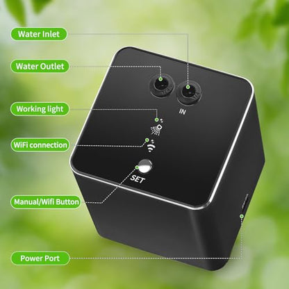 Reptile mister, WiFi reptile humidifier withAPP control, automatic mister for reptile tank,terrarium, adjustable 360° nozzle, self-priming pump, easy to use