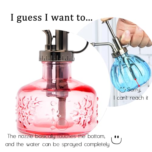 XXXFLOWER Glass Plant Mister Spray Bottle Pink 180ml/6 oz - color: Pink
