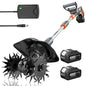Cordless Tiller Cultivator for Gardening, Battery Powered Garden Rototiller - size: 9 inch x6.6 inch