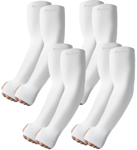 Arm Sleeves with Thumb Hole for Men Women Sun Protection UV Cooling Outdoor - color: White, size: X-Large