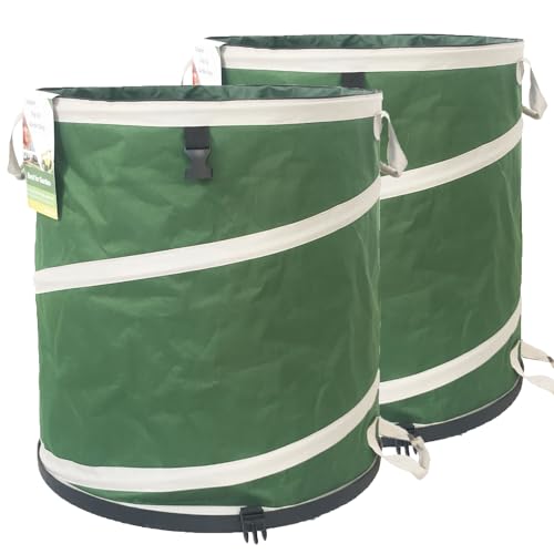 2-Pack 24 Gallon Collapsible Trash Can (19x21 in) Solid Bottom for Pop-Up Trash Can,Recycling Bin,Camping Waste Bin,Laundry Hamper,Yard Waste Bag,Yard Debris Bag,Lawn Grass,Garden Weeds Bags,Leaf Bags
