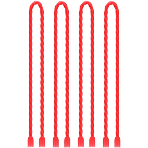 4Pcs 18-inch Silicone Cable Ties Reusable Steel-Core Silicone Twist Cable Tie Straps for Bundling and Organizing Colorful Bendable Holder Strap for Indoor and Out All Purpose, Red - color: Red, size: 18 Inch