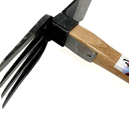 HACHIEMON Japanese Craftsmanship Garden Hand Tool Hoe and Cultivator Hand Tiller - Sturdy and Sharp
