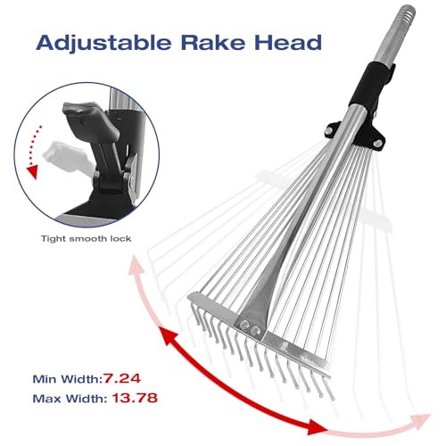 Adjustable Metal-Leaf Rake with Telescopic Handle