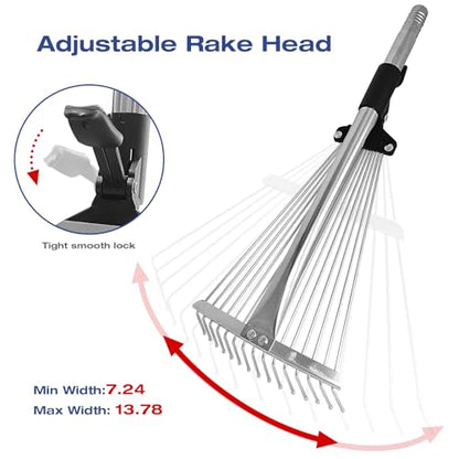 Adjustable Metal-Leaf Rake with Telescopic Handle