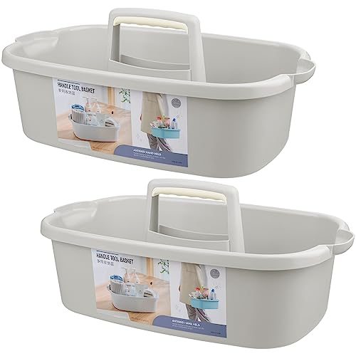Large Cleaning Supplies Caddy Portable Shower Caddy Basket Light Gray 2Pk - color: Light Grey, size: Large, 2pcs