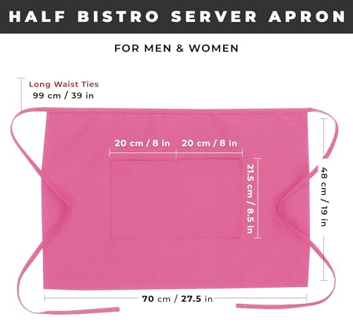 Chef Works Unisex Half Bistro Server Apron - color: Hot Pink, 1 Pack