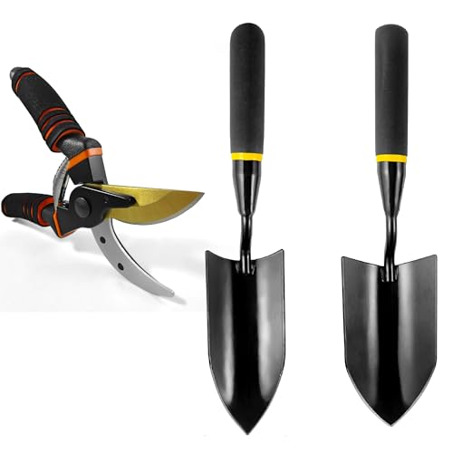 Gardening Tools – 3-in-1 Premium Garden Tool Set,Heavy Duty Pruning Shear, Trowel and Transplanter,Rust-Proof Hand Tool Set, Ideal Gardening Gifts for All (Black) - color: Black