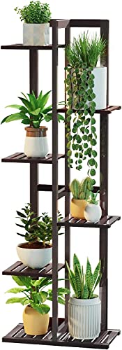 DolceLuna Plant Stand Indoor 6 Tier, Bamboo Plant Shelf Corner Flower Rack - color: Espresso