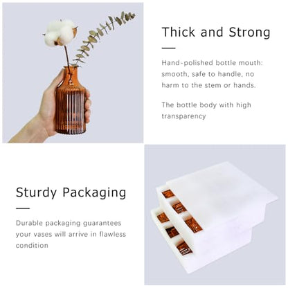 SUPMIND Glass Bud Vases Set of 12, Small Dark Brown Flower Vases in Bulk - color: Amber, size: 12Pcs