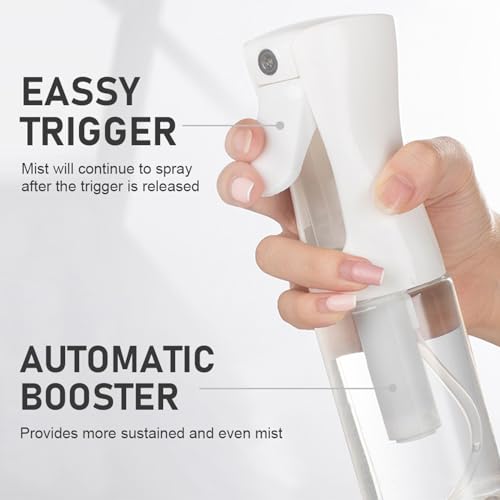 Continuous Spray Bottle for Hair, Refillable Gentle Mister (2 Pack, 10 Oz) - style: White & Black, 10 OZ