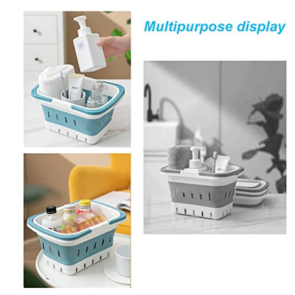 Foldable Plastic Shower Caddy Basket 2 Pcs, Portable and Durable Toiletries Caddy with Handles Ideal for Dorm, Bathroom, Cleaning, Kitchen, Camping, Waterproof, Easy to Clean (Grey 2 pack) - color: Grey 2 pack