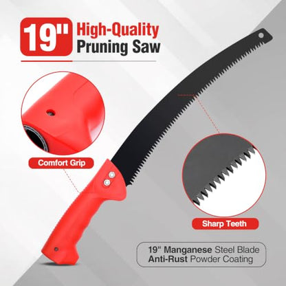 20FT Reach Tree Trimmer, Telescoping Manual Pole Saw - style: 4FT-12FT - Telescoping Pole with Saw