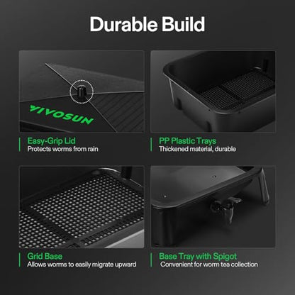 VIVOSUN 3-Layer Worm Compost Bin, 30L Worm Composter - size: 3-Layer
