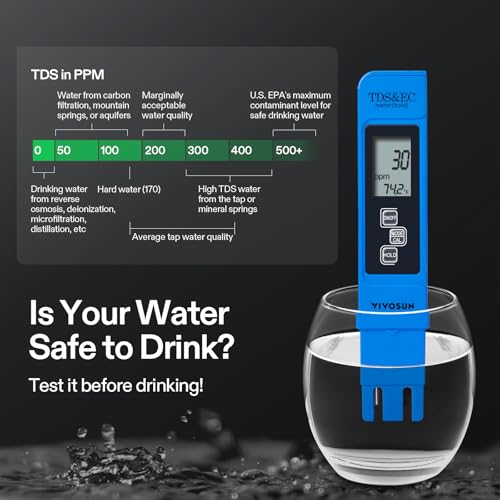 VIVOSUN Digital pH Meter TDS EC Meter for Water 0.01 Accuracy Hydroponics - color: Yellow+Blue