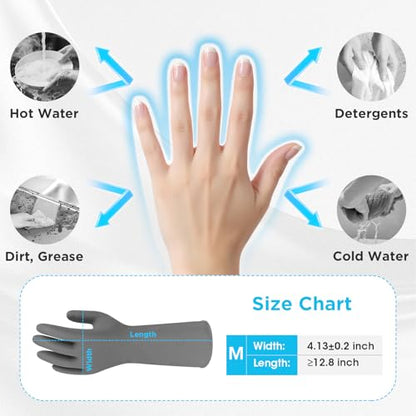 Household Gloves for Dishwashing Cleaning Waterproof No-slip Reusable for Kitchen & Bathroom 2 Pairs - size: Medium