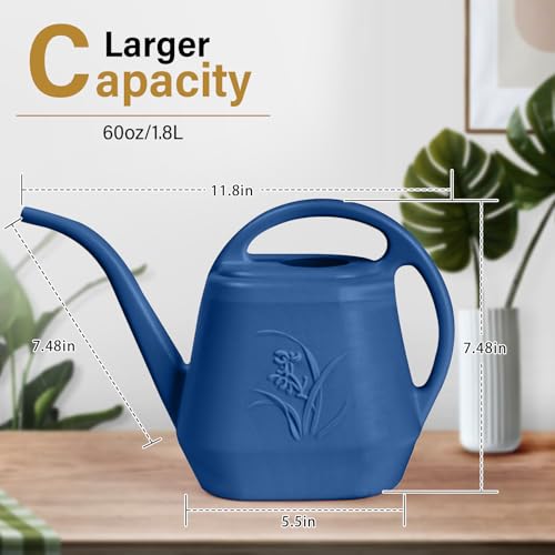 Hand Watering Can - for Home Plant Garden - 1/2 Gallon - Blue - color: Blue