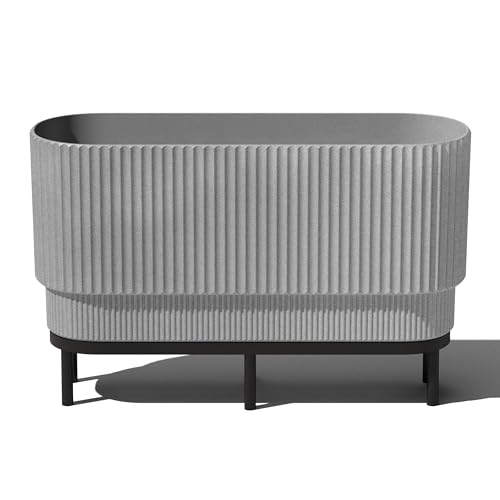 Veradek Demi Series Raised Long Planter - Wide Planter with Stand - color: Grey/Black, size: 30 inch