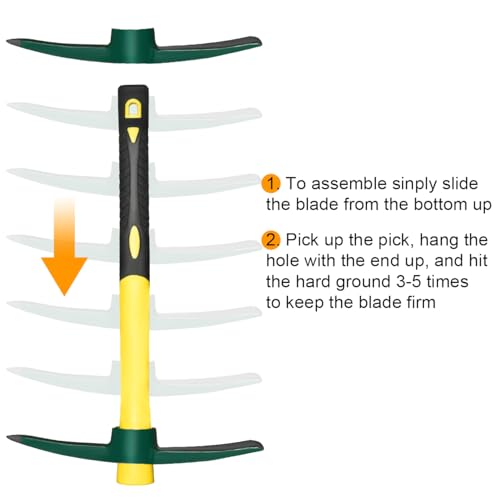 15inch Forged Adze Pick, Weeding Mattock Hoe, Pick Axe,1.4LB