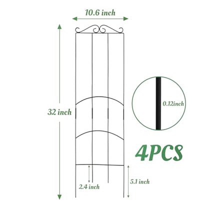 4 Pack 32'' Plant Trellis Indoor - Metal Trellis for Climbing Plants Indoor, Garden Trellis for Climbing Plants Outdoor Houseplants Flowers Vine Ivy, Rectangular Shape, Black - size: 32'' Rectangular Shape