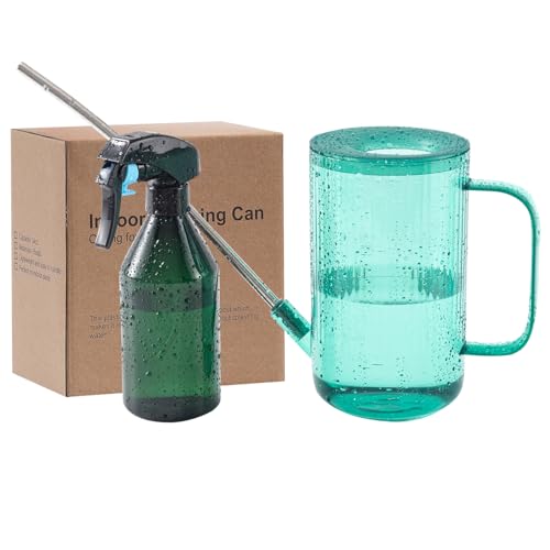 Indoor Plant Watering Can(34oz), Watering Can for Indoor Plants, Flowers, Succulents, with Plant Mister Spray Bottle(10oz) - color: Green, size: 34oz Watering Can + 10oz Spray Bottle