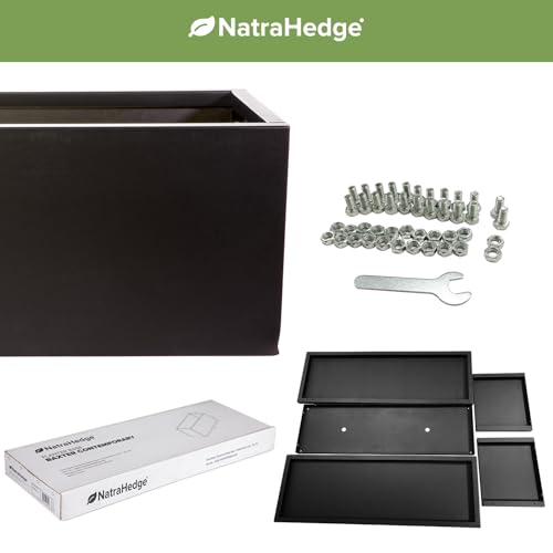 NatraHedge Hampton Wooden Planter Box (44"" Lx15 Wx15 H) Black-Aluminum - color: Black- Aluminum