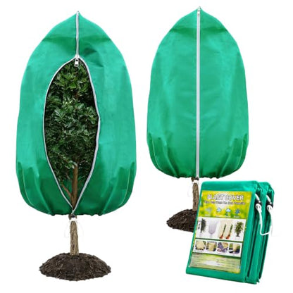 2 Pack Green Plant Freeze Covers, 72"x95" Frost Cloth with Drawstring - size: 72''x95''