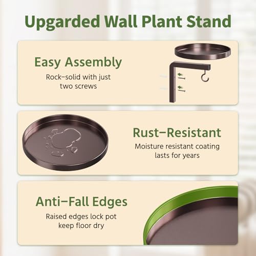 LASZOLA Plant Hanger Holder Shelf Wall Indoor with Lights, 2 Pcs Brown - color: Bronze, size: 2