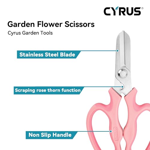 Pink Stainless Steel Floral Shears with Integrated Stab Remover - style: Pink