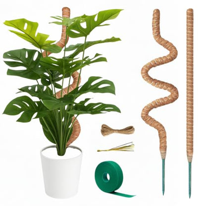 2 Pack 28" Bendable Moss Pole Monstera Plant Support for Climbing Plants - size: 28"