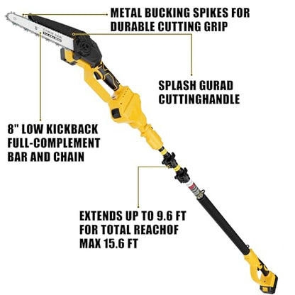 2-in-1 Cordless Pole Saw Compatible with Dewalt 20V MAX Battery (No Battery)