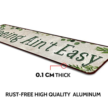Rustic Tin Sign Hoeing Ain't Easy Gardening Garden - color: hoeing ain't easy