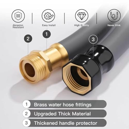 Garden Hose 5/8"x 15ft Brass Rubber Heavy Duty Water Hose 600 PSI Grey - color: Gray, size: 15FT