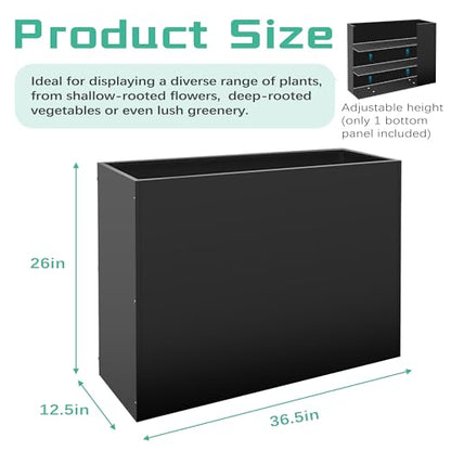 Montex Large Metal Rectangular Outdoor Planter Box, 37" L x 13" W x 26" H - size: 37''L x 13''W x 26''H