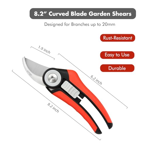 LIVINGO Bypass Pruning Shears Garden Clippers with Curved Blade