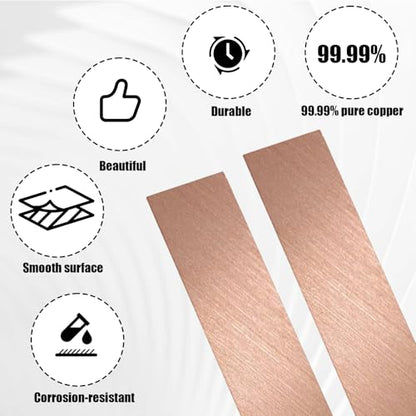 2PCS Pure Copper Anode Sheet (99.99% Pure), Copper Strip, Copper Sheet, 6 X 1 X 0.04 Inch Copper Sheet, Coppers Electrode Strip for Electroplating and Jewelry Plating