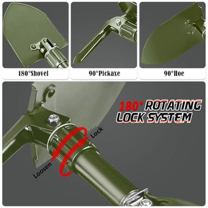 Folding Camping Shovel, 18.5" Portable Mini Trowels, Olive - color: Olive, size: 18'' Medium