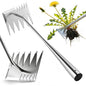 Weed Puller Tool, Heavy-Duty Stainless Steel Garden Hand Weeding Tool - size: 6-tooth