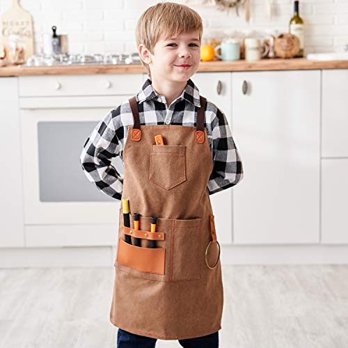 NEOVIVA Work Apron for Kid Boys with Pockets,Canvas Tool Apron for Kids - color: Golden Rod