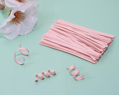 ONLYKXY 120pcs Kraft Paper Twist Ties Plant Ties 4inch Reusable Bread Twist Ties Cake pop Ties Cable Ties Candy Ties for Bags (Light Pink) - color: Light Pink
