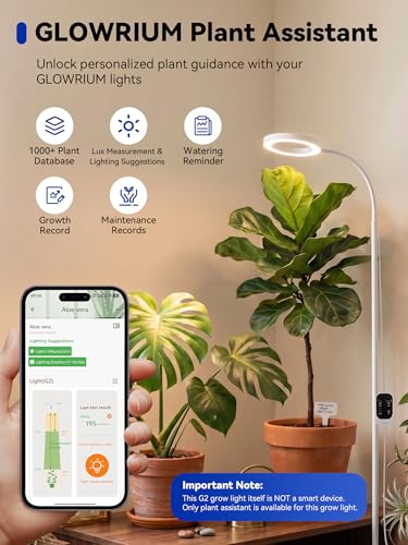 GLOWRIUM Grow Lights for Indoor Plants,Full Spectrum Plant Light with Stand - color: White-Single Head